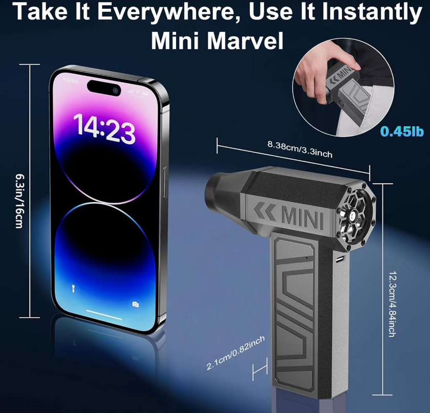 LEEPEE X3 Cordless Air Duster 130,000RPM High-Speed Mini Blower, 4-Gear Adjustable Power Turbo Jet Fan, Portable Dust Blower for Cleaning Electronics, Cars, Homes, and Outdoor Spaces LeafyLoom