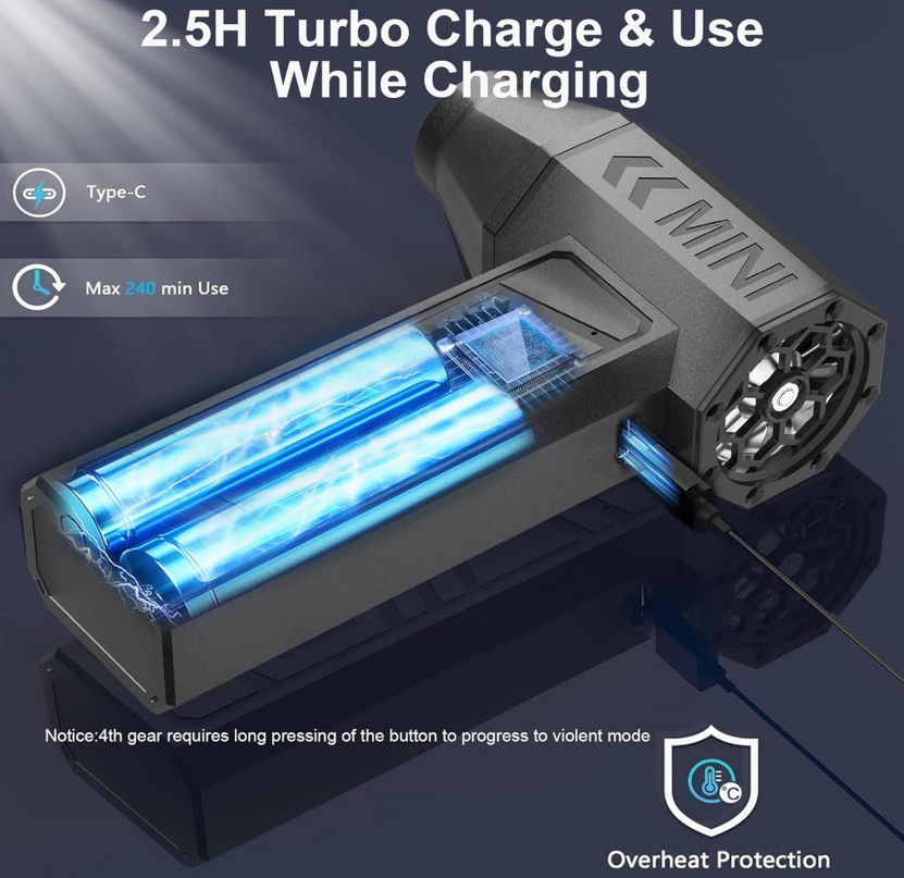 LEEPEE X3 Cordless Air Duster 130,000RPM High-Speed Mini Blower, 4-Gear Adjustable Power Turbo Jet Fan, Portable Dust Blower for Cleaning Electronics, Cars, Homes, and Outdoor Spaces LeafyLoom