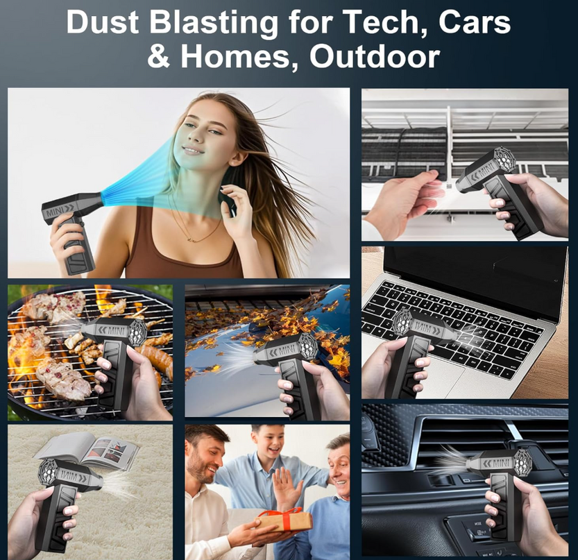 LEEPEE X3 Cordless Air Duster 130,000RPM High-Speed Mini Blower, 4-Gear Adjustable Power Turbo Jet Fan, Portable Dust Blower for Cleaning Electronics, Cars, Homes, and Outdoor Spaces LeafyLoom