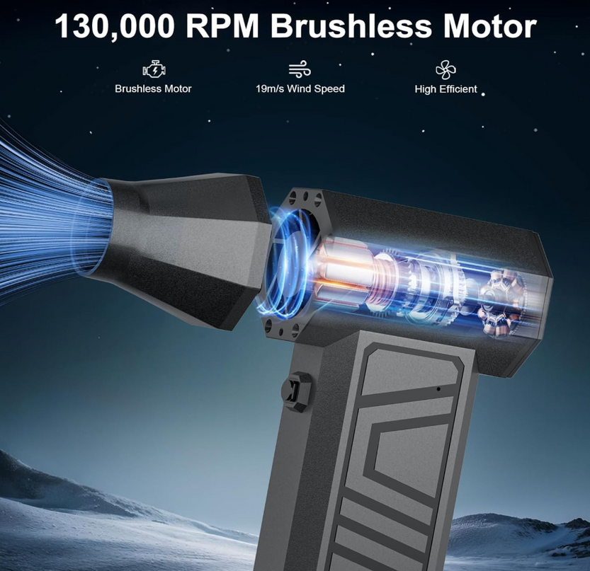 LEEPEE X3 Cordless Air Duster 130,000RPM High-Speed Mini Blower, 4-Gear Adjustable Power Turbo Jet Fan, Portable Dust Blower for Cleaning Electronics, Cars, Homes, and Outdoor Spaces LeafyLoom