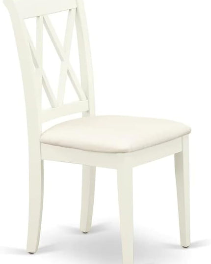 East West Furniture DLCL5-WHI-C Dublin 5 Piece Room Set Includes a Round Dining Table with Dropleaf and 4 Fabric Upholstered Chairs, 42x42 Inch, Linen White - LeafyLoom