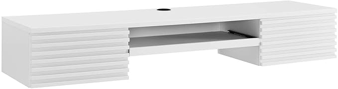 Modway Render Mid-Century Modern, Wall Mount Office Desk, White - LeafyLoom