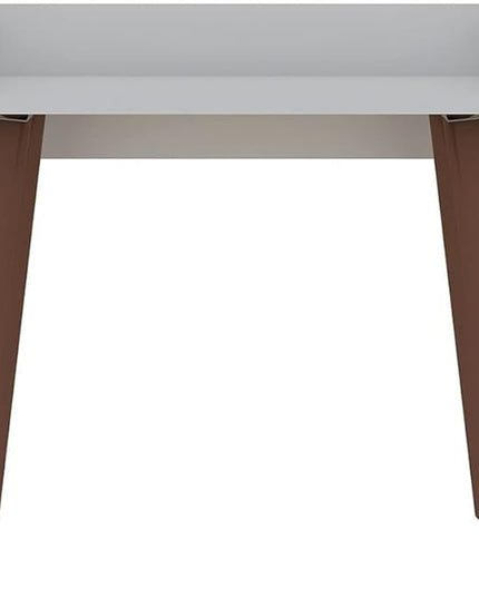 Manhattan Comfort Hampton Mid Century Modern Home Office Computer Desk Table, 35.43, White - LeafyLoom