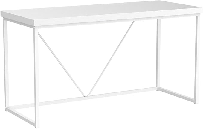 Home Office Desk, Metal and Wood Computer Desk, Modern Rustic Work Study Writing Table for Living Room Bedroom, White Oak, 55 inch - LeafyLoom