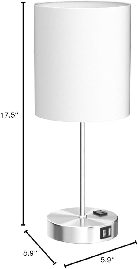 ๐ฎ๐ฌ๐ฎ๐ฏ ๐ก๐๐ช Set of 2 Touch White Table Lamps with 2 USB Ports & AC Outlet, 3-Way Dimmable Bedside Nightstand Lamps for Bedroom Living Room Nursery , 800 Lumens 5000K Daylight Bulbs Included - LeafyLoom