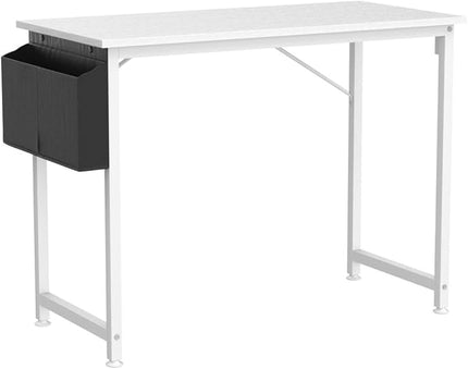 Lufeiya 47 inch White Office Computer Desk - Modern Simple Student Study Table for Home Office Bedroom Writing Desk - LeafyLoom