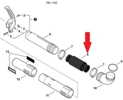Genuine Echo E164000090 Flexible Blower Tube Fits PB-760LNH PB-760LNT PB-770H PB-770T - LeafyLoom