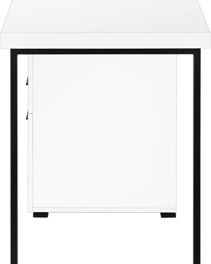 Monarch Specialties 7646 Computer Desk, Home Office, Laptop, Left, Right Set-up, Storage Drawers, 48" L, Work, Metal, Laminate, White, Black, Contemporary Desk-48 R Face, 47.25" L x 23.75" W x 30" H - LeafyLoom