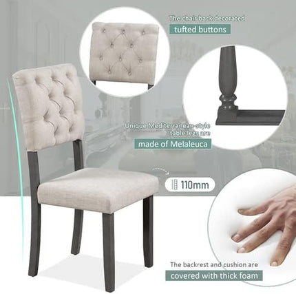 6-Piece Wooden Rectangular Dining Set with 4 Bench, Table with Special-Shaped Legs, Four Fabric Upholstered Tufted Chairs,Modern Industrial Style (Gray) - LeafyLoom