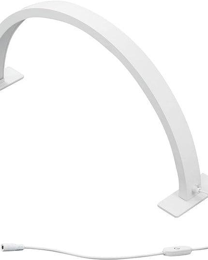 28 Inch Half Moon Nail Desk Lamp, 35W 3000 to 6000K Dimmable Desktop LED Light, Fill Light Half Moon Desk Light for Facial Spa, Manicure, Tattoo, Eyelash, Gifts - LeafyLoom