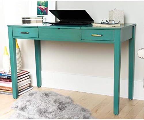 Hives & Honey Parsons Writing Vanity Computer Desk Office Furniture - Turquoise - LeafyLoom