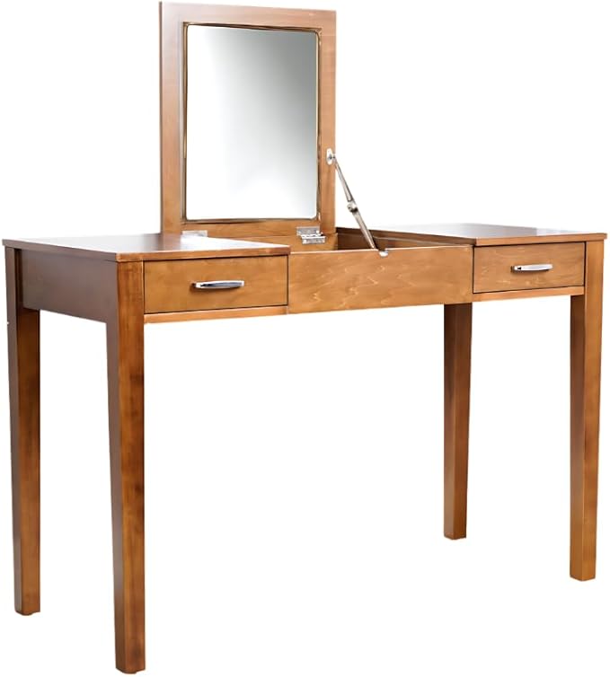 Hives & Honey Parsons Writing Vanity Computer Desk Office Furniture - Walnut - LeafyLoom