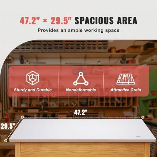 VEVOR Table Top 47.2" x 29.5" x 1" Universal Tabletop, White - LeafyLoom