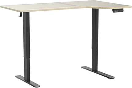 Electric Standing Desk, Height Adjustable Sit Stand up Desk, L-Shaped Memory Home Office Desk with Hook, 55 x 34 inch - LeafyLoom