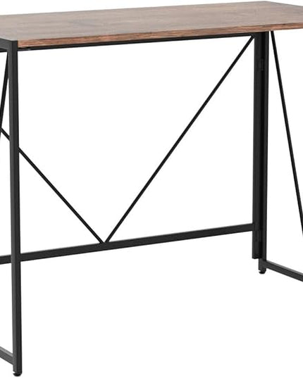 NWCD3D Folding Computer Desk, Brown - LeafyLoom