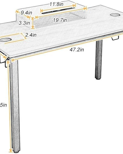 Need Gaming Desk- 47" All-in-one Gamer Computer Table with Headphone Hook/Cup Holder, Professional Game PC Workstation, AC14-12060LBPRO-ND - LeafyLoom