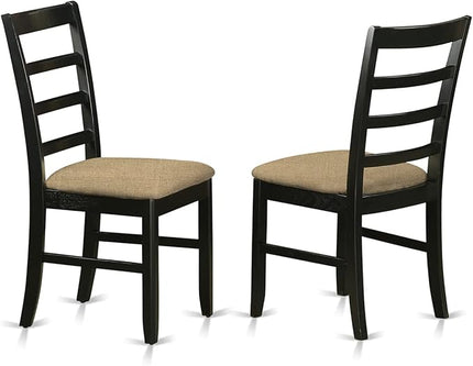 East West Furniture SUPF5-BCH-C 5 Piece Kitchen Set Includes a Round Table with Dropleaf & Shelves and 4 Linen Fabric Dining Room Chairs, 42x42 Inch, Black & Cherry - LeafyLoom