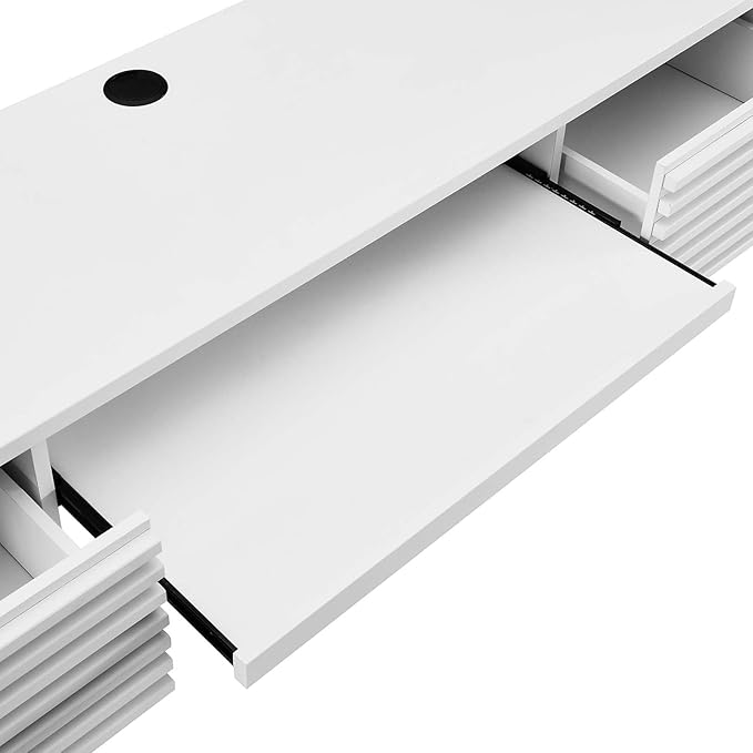 Modway Render Mid-Century Modern, Wall Mount Office Desk, White - LeafyLoom