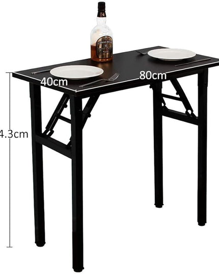 Need Folding Desk - 31 1/2" No Assembly Foldable Small Computer Table,Sturdy and Heavy Duty Writing Desk for Small Spaces, Black&Black Frame - LeafyLoom