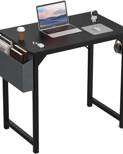Office Desk Modern Simple Style Writing Study Work Computer Table for Home Bedroom, 32 Inch, Black - LeafyLoom