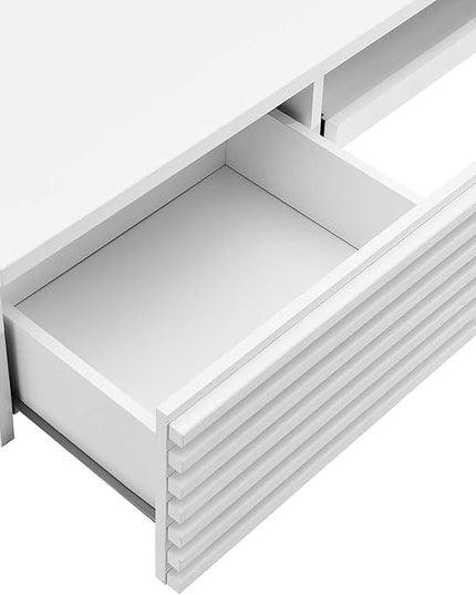Modway Render Mid-Century Modern, Wall Mount Office Desk, White - LeafyLoom