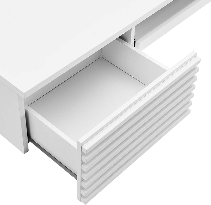 Modway Render Mid-Century Modern, Wall Mount Office Desk, White - LeafyLoom