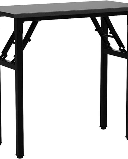 Need Folding Desk - 31 1/2" No Assembly Foldable Small Computer Table,Sturdy and Heavy Duty Writing Desk for Small Spaces, Black&Black Frame - LeafyLoom