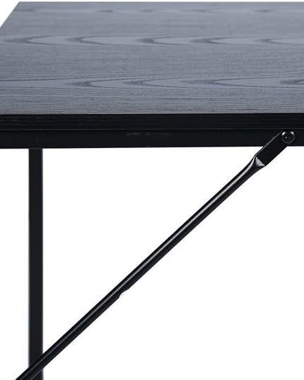 FurnitureR 39.4" Home Office Table Simple Computer Desk Laptop PC Writing Sturdy Metal Frames for Study Room, Brown&Black - LeafyLoom