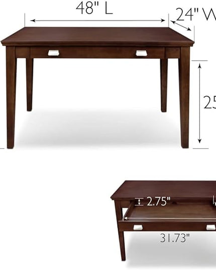 Leick Home 81400 Laptop Computer Writing Desk with Drop Front Keyboard Drawer, Chocolate Cherry - LeafyLoom