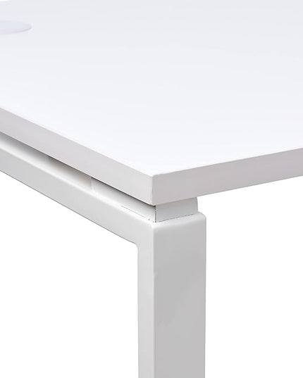 OSP Home Furnishings 60” Writing Desk with White Laminate Top & White Finish Metal Legs, 60 - LeafyLoom