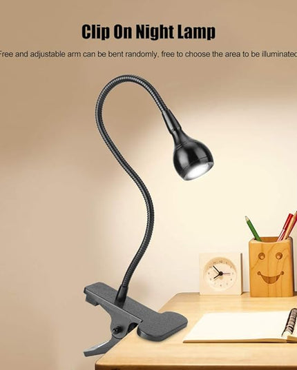 LED Desk Lamp Foldable USB Rechargeable Table Light Bedside Night Lamp Small Clip Lamp Eye Care Reading Light Dimmable Beauty Lamp for Bedroom Office - LeafyLoom