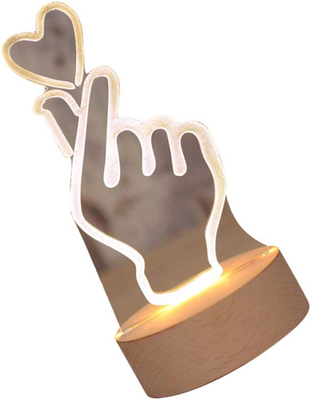 OSALADI Finger Heart Night Light, 3D Pattern Desk Table Lamp USB Charging, Acrylic Button Desk Lamp for Living Room Home Bedroom - LeafyLoom