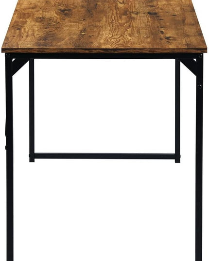 FurnitureR 39.4" Home Office Table Simple Computer Desk Laptop PC Writing Sturdy Metal Frames for Study Room, Brown&Black - LeafyLoom
