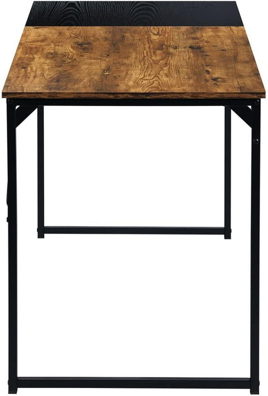 FurnitureR 39.4" Home Office Table Simple Computer Desk Laptop PC Writing Sturdy Metal Frames for Study Room, Brown&Black - LeafyLoom