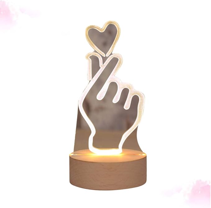 OSALADI Finger Heart Night Light, 3D Pattern Desk Table Lamp USB Charging, Acrylic Button Desk Lamp for Living Room Home Bedroom - LeafyLoom