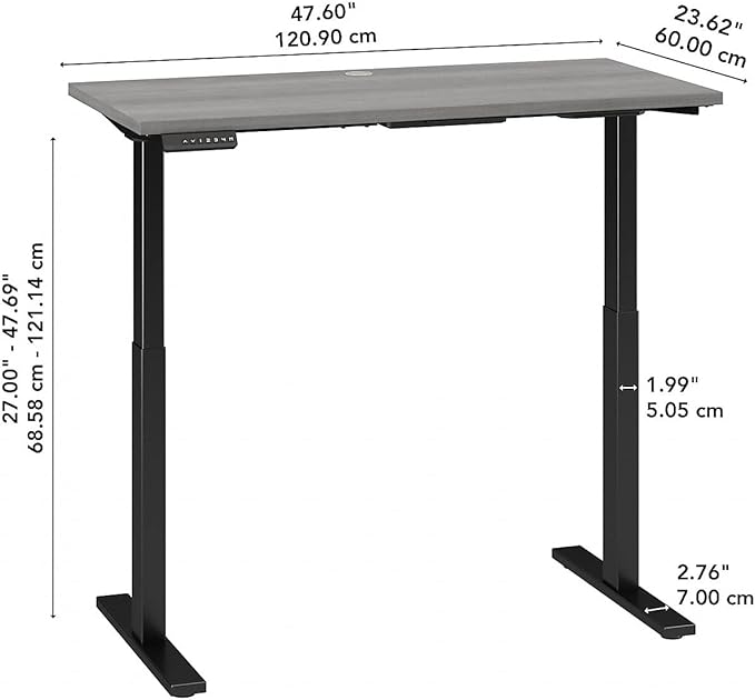 Bush Business Furniture Move 60 Electric Ergonomic Sit-Stand Computer Table for Home and Professional Office, 48W x 24D, Platinum Gray - LeafyLoom