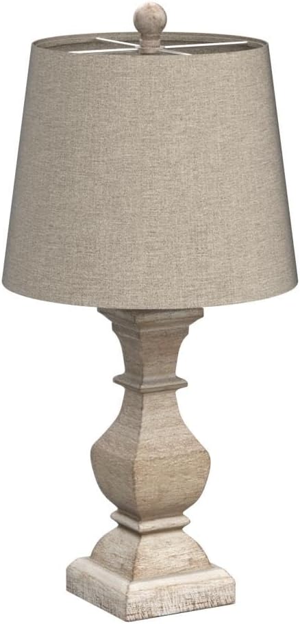 PoKat 20.5" Mid Century Table Lamp Sets of 2 for Living Room Retro Style Farmhouse Table Lamp for Bedroom Classic Beige Resin Bedside Night Light Lamps - LeafyLoom
