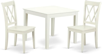 East West Furniture OXCL3-LWH-W Oxford 3 Piece Kitchen Set for Small Spaces Contains a Square Table and 2 Dining Room Chairs, 36x36 Inch - LeafyLoom