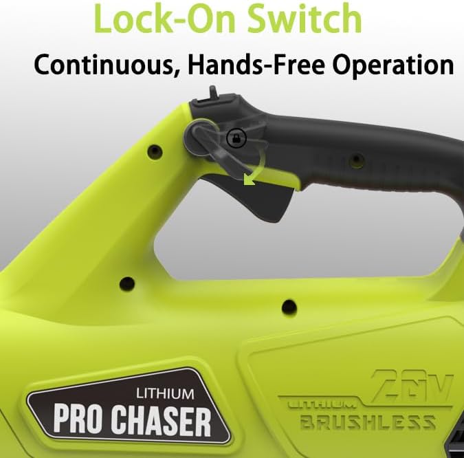 Pro Chaser Battery Powered Cordless Blower - 380 CFM with 2 X 4.0Ah 20V Batteries & Fast Charger, Lightweight Electric Leaf Blowers, 2 Variable Speed, Ideal for Yard, Patio & Sidewalk (Green) - LeafyLoom