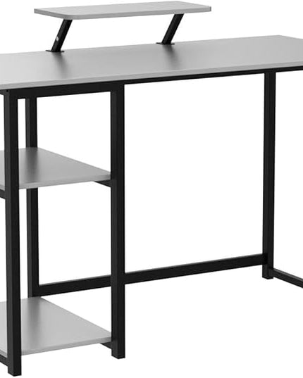 GreenForest Computer Desk with Monitor Stand,47 inch Home Office Desk with Reversible Storage Shelves,Modern Writing Desk Study PC Laptop Work Table,Grey - LeafyLoom