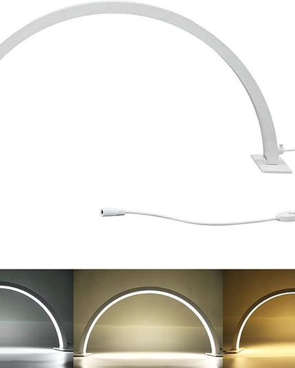 28 Inch Half Moon Nail Desk Lamp, 35W 3000 to 6000K Dimmable Desktop LED Light, Fill Light Half Moon Desk Light for Facial Spa, Manicure, Tattoo, Eyelash, Gifts - LeafyLoom