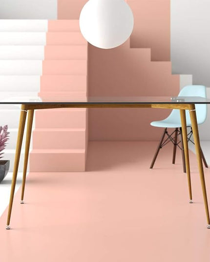 IDS Home Office Furniture Contemporary Computer Desk, 0.31” inch Tempered Transparent Glass Tabletop Writing Table (Metal Leg(Wooden Skin)) - LeafyLoom