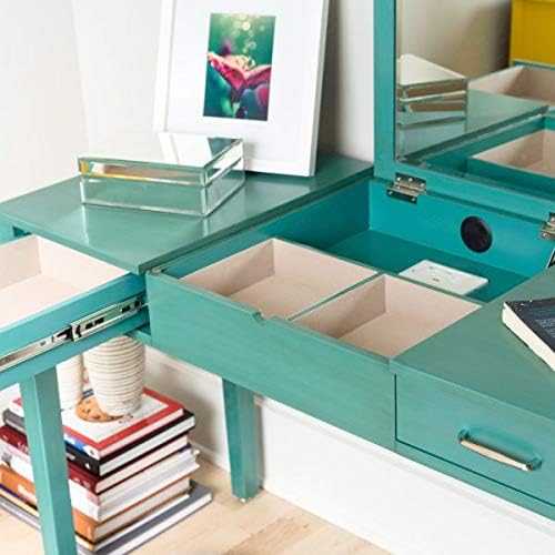Hives & Honey Parsons Writing Vanity Computer Desk Office Furniture - Turquoise - LeafyLoom