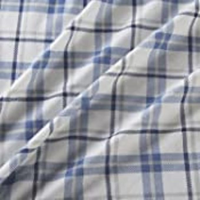 Comfort Spaces Cotton Flannel Breathable Warm Deep Pocket Sheets with Pillow Case Bedding, Full, Blue Plaid 4 Piece - LeafyLoom