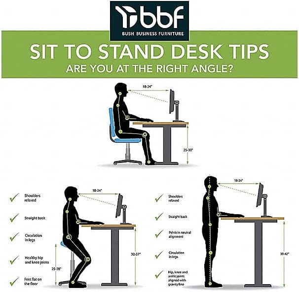 Bush Business Furniture Move 60 Electric Ergonomic Sit-Stand Computer Table for Home and Professional Office, 48W x 24D, Platinum Gray - LeafyLoom