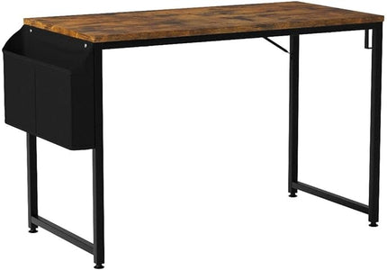 Lufeiya Small Computer Desk Study Table for Small Spaces Home Office 39 40 Inch Rustic Student Writing Desk with Storage Bag,Brown - LeafyLoom