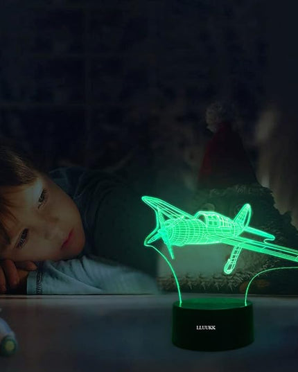 Visual 3D Night light Desk Lamp Plane Aircraft Airplain toys Table decoration household accessories Kids gift boys festival - LeafyLoom