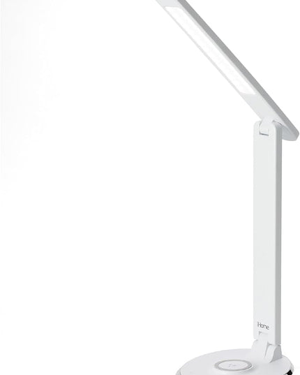 iHome Desk Lamp with Charging Station, Reading Light with Wireless Charging and USB Charging – White (ILW200W) - LeafyLoom