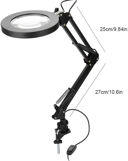 LED Magnifying Lamp with Clamp, 5X Magnifier Glass Light Lens, USB Dimmable Desk lamp for Table Craft or Workbench - LeafyLoom