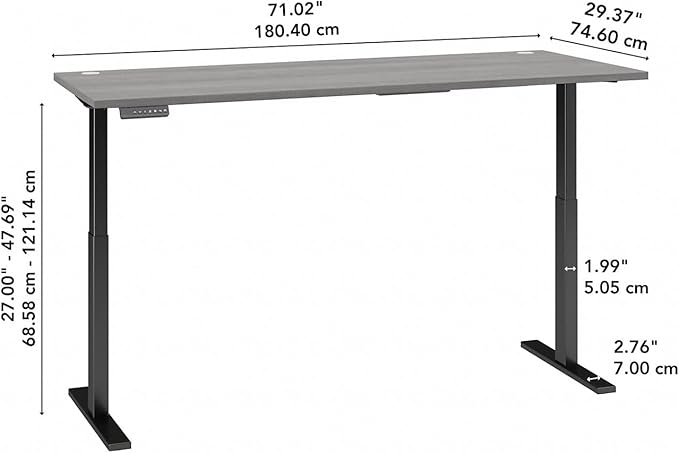 Bush Business Furniture Move 60 Electric Ergonomic Sit-Stand Computer Table for Home and Professional Office, 72W x 30D, Platinum Gray - LeafyLoom